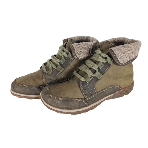 Chaco Women's Barbary US 6,5 Leather Green Lace-Up Ankle Booties Boots - Picture 1 of 13